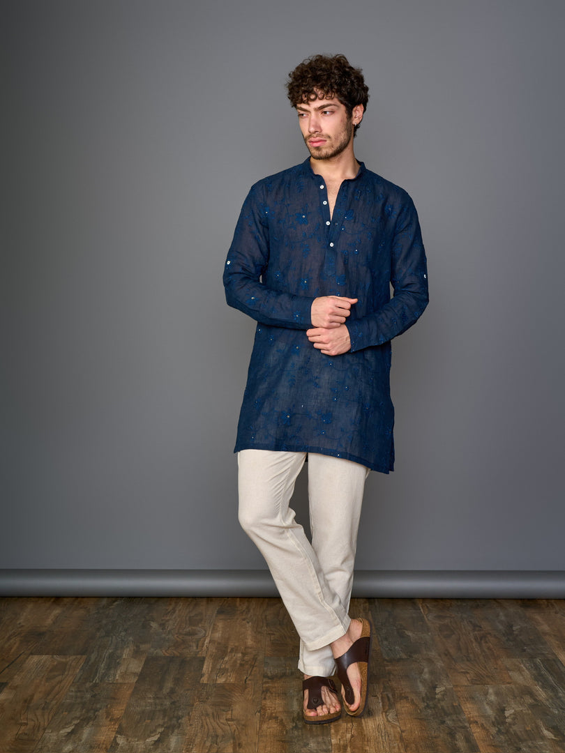 Midnight Indigo Pure Crepe Kurta