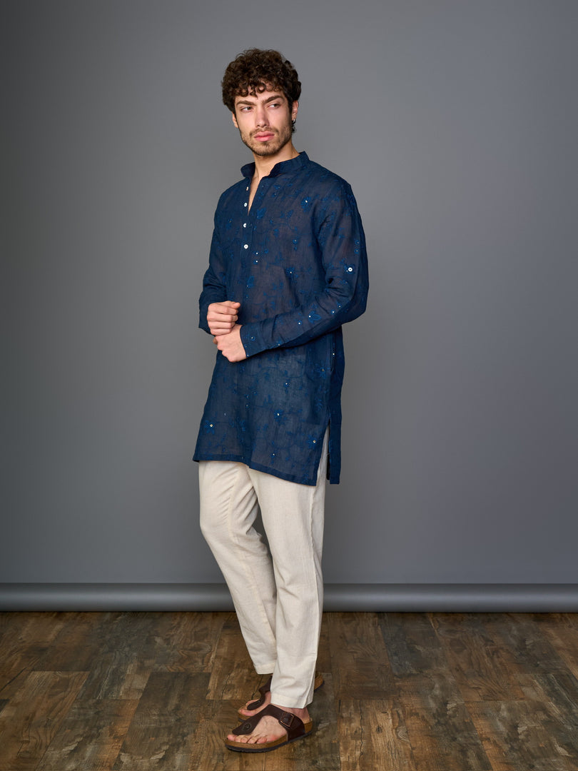 Midnight Indigo Pure Crepe Kurta