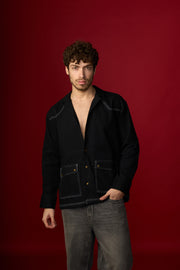 Black Full-Sleeve Denim Shirt