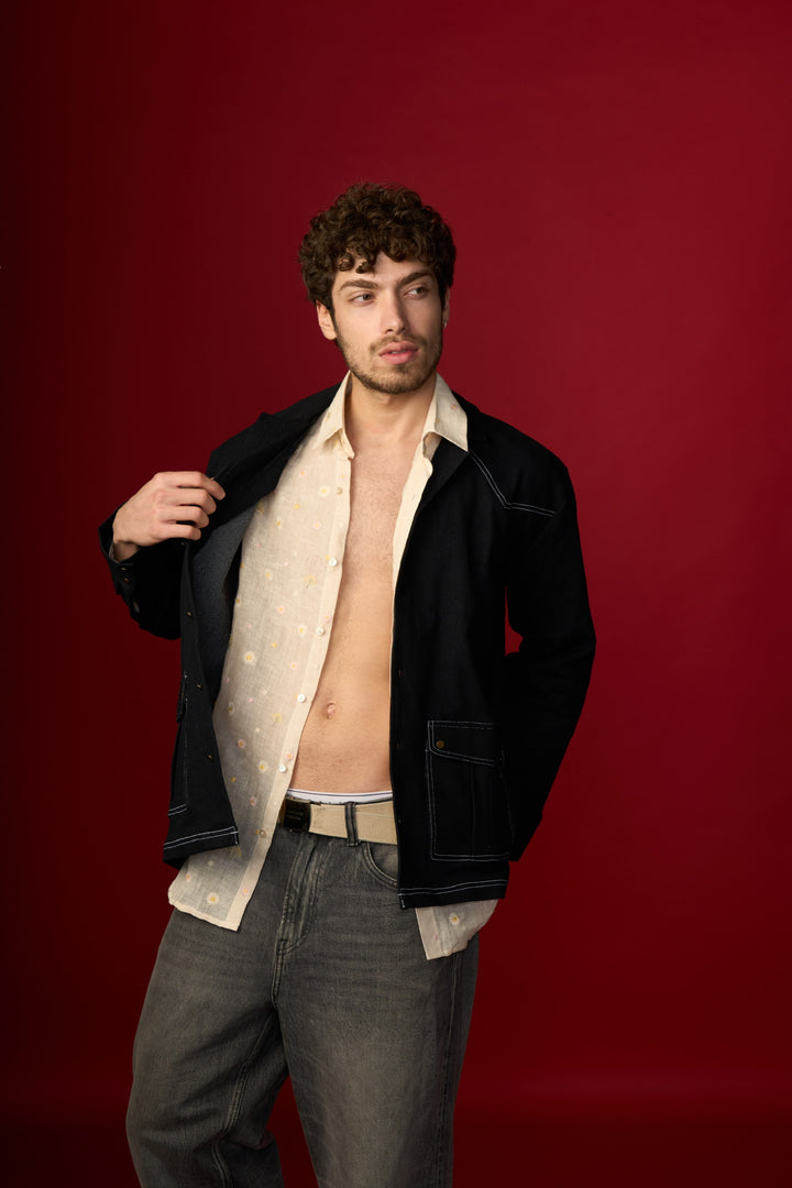 Black Full-Sleeve Denim Shirt